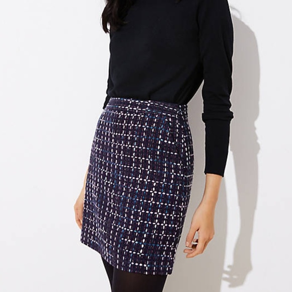 HP ⭐️ NWOT LOFT Tweed Shift Pockets Mini Skirt - Picture 1 of 7